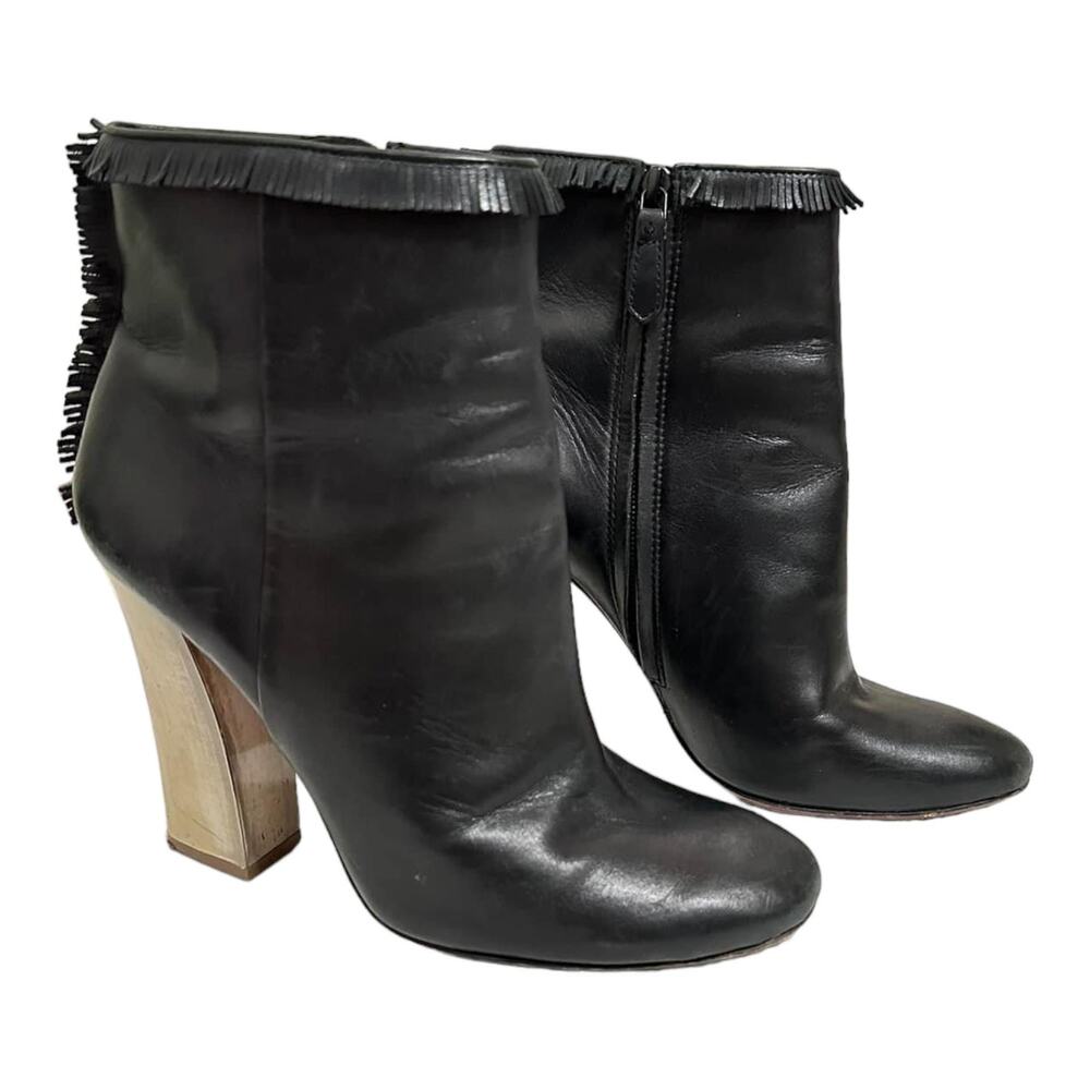 TORY BURCH Bandelier Fringed Leather‎ Ankle Boots size 8 $525